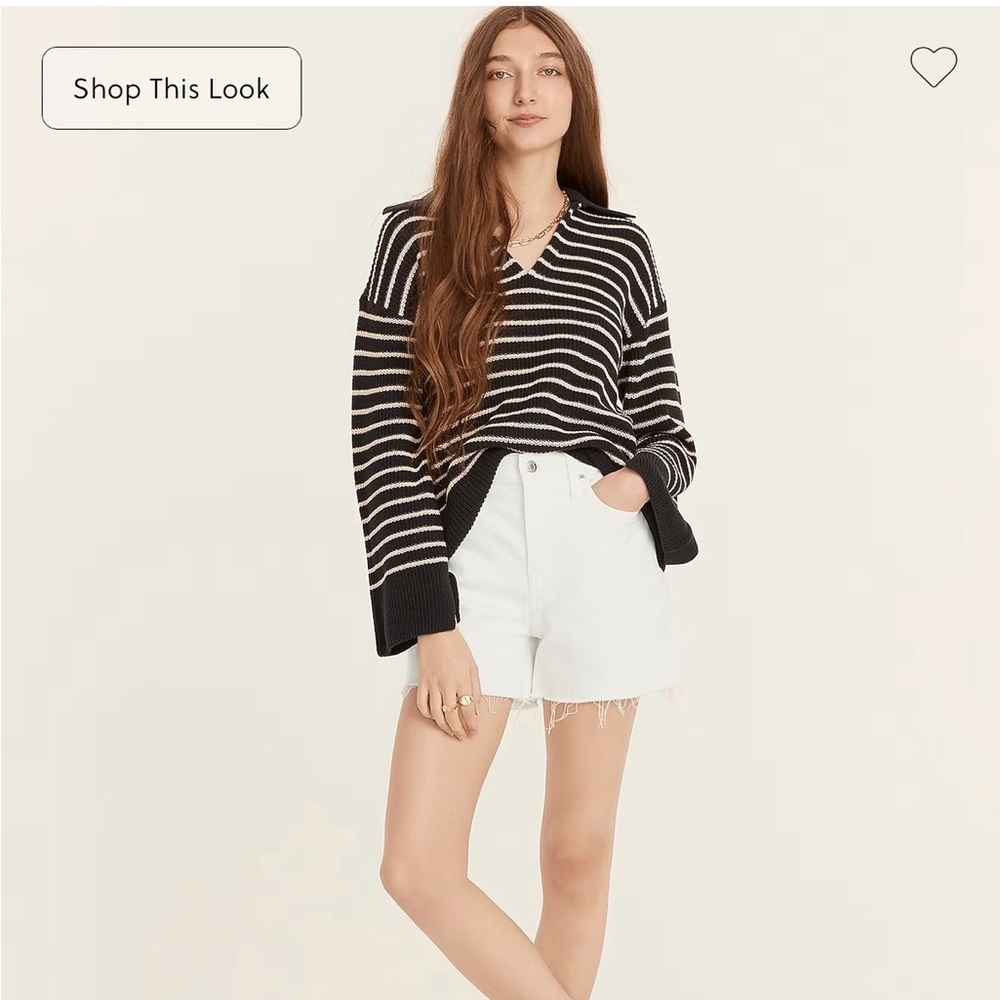 J. Crew High-Rise Denim Short in White Denim (Size 31)